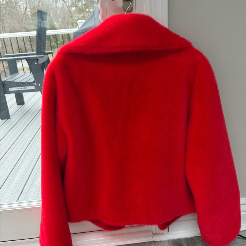 Vibrant Red Faux Fur Jacket